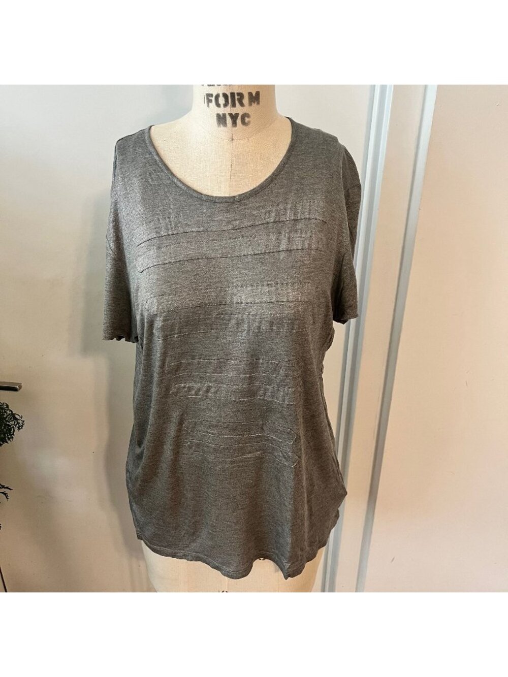 BURBERRY  Silver Slouch T--Shirt  With Military Epilate Design in the front Size